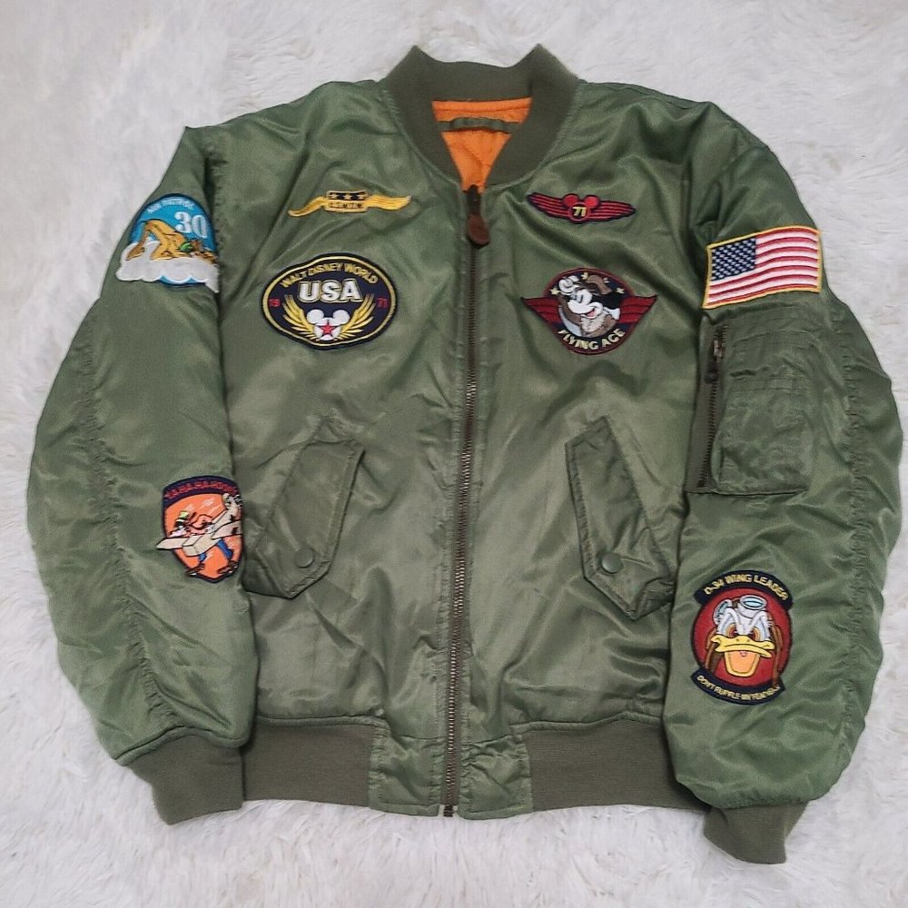 Disneyland Resort Mickey Jacket Flying Ace Size S 5/6 Reversible Bomber Jacket